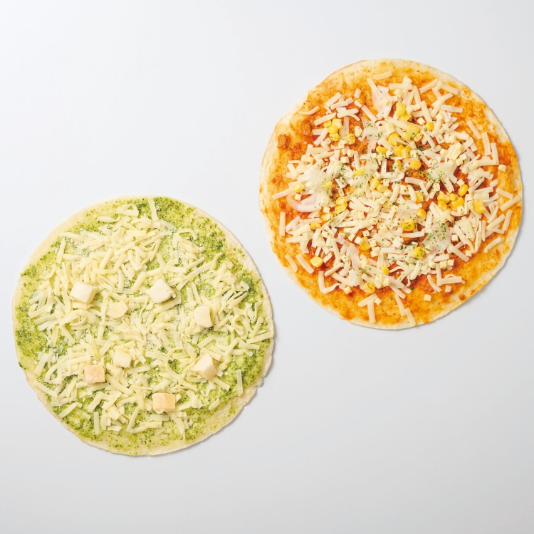 薄焼きピザ（バジル、カレー）