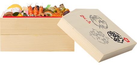 お重のサイズ　縦20×横24×高さ14cm（二段重）